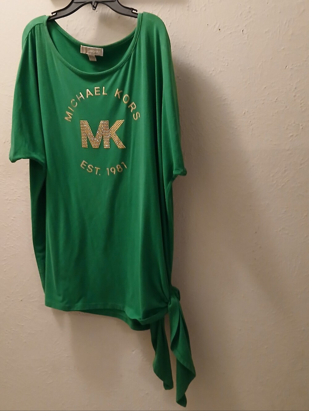 Michael Kors Emerald Green Logo Tunic with Side Knot